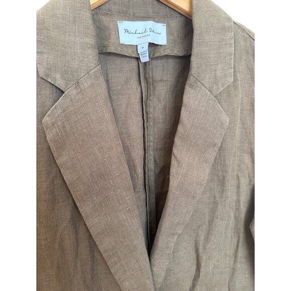Michael Stars Lottie Linen Blazer Women’s Size M Olive Green Button Closure NWOT - Picture 6 of 8